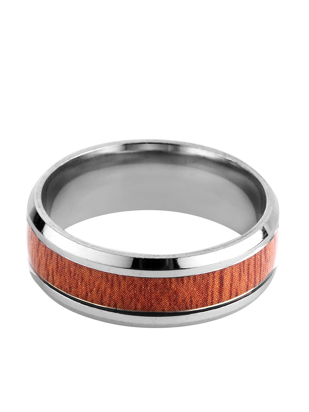 

OOMPH Silver-Plated & Black Stainless Steel Handcrafted Finger Ring