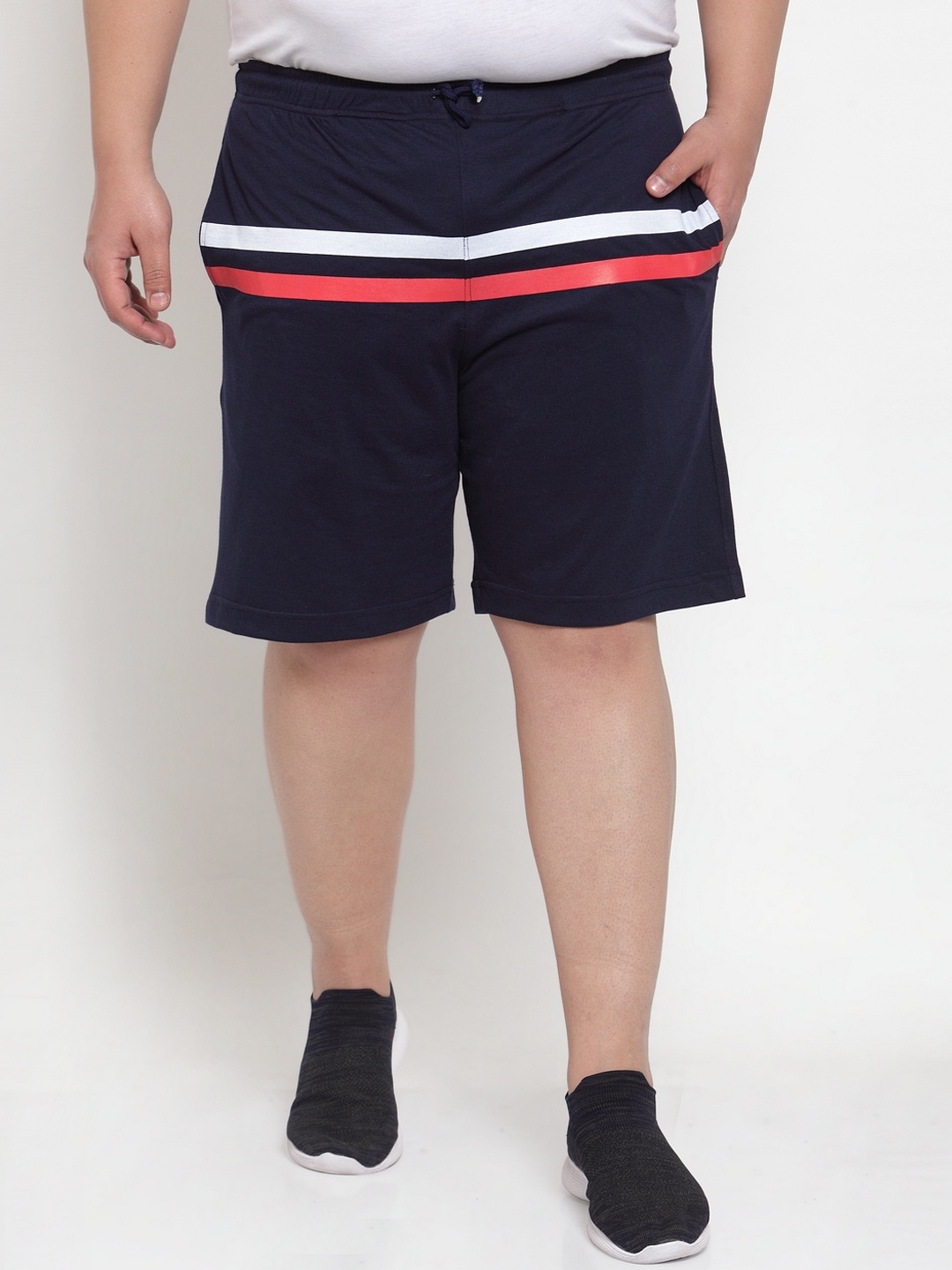 

plusS Men Navy Blue Solid Regular Fit Regular Shorts