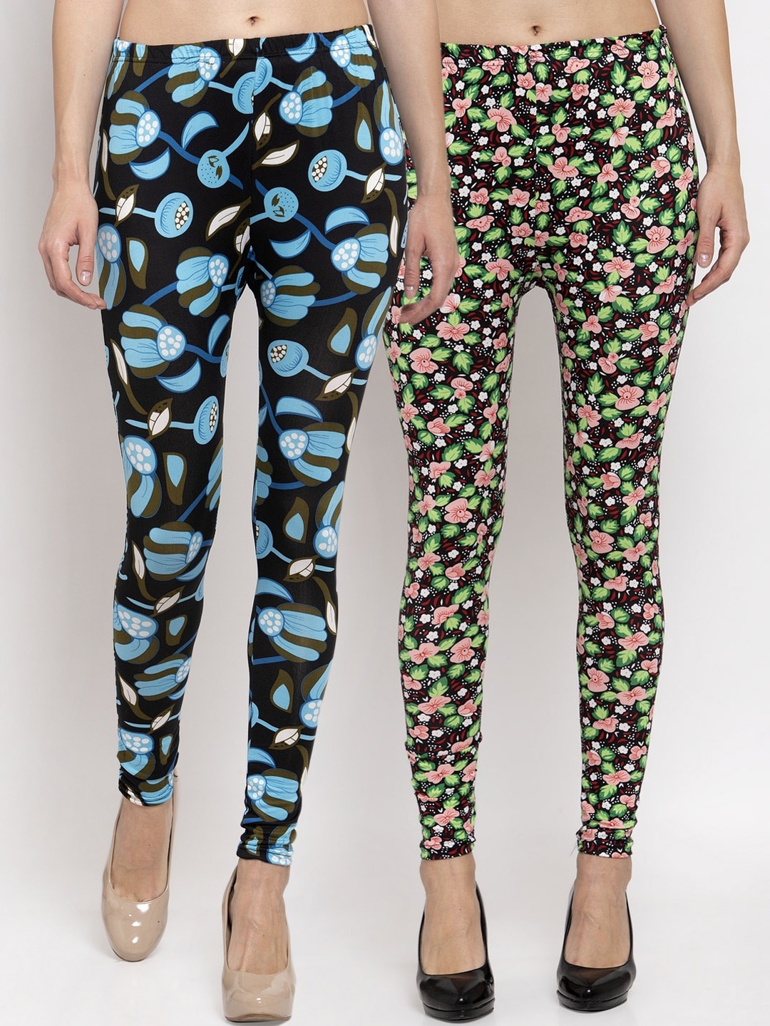 

KLOTTHE Women Pack Of 2 Printed Ankle-Length Leggings, Black