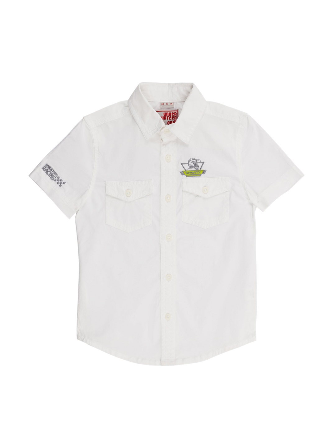 

UNDER FOURTEEN ONLY Boys White Regular Fit Solid Casual Shirt