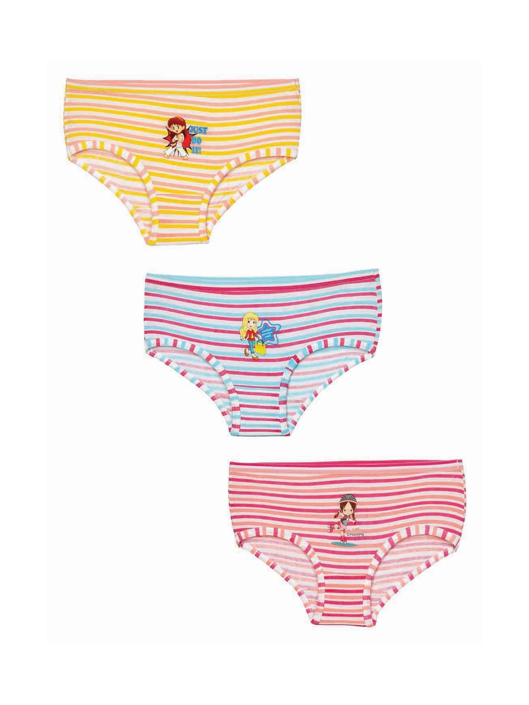 

Zoom Minimondo Kids Pack Of 3 Multicoloured Basic Briefs 5006-(1)-22, Multi