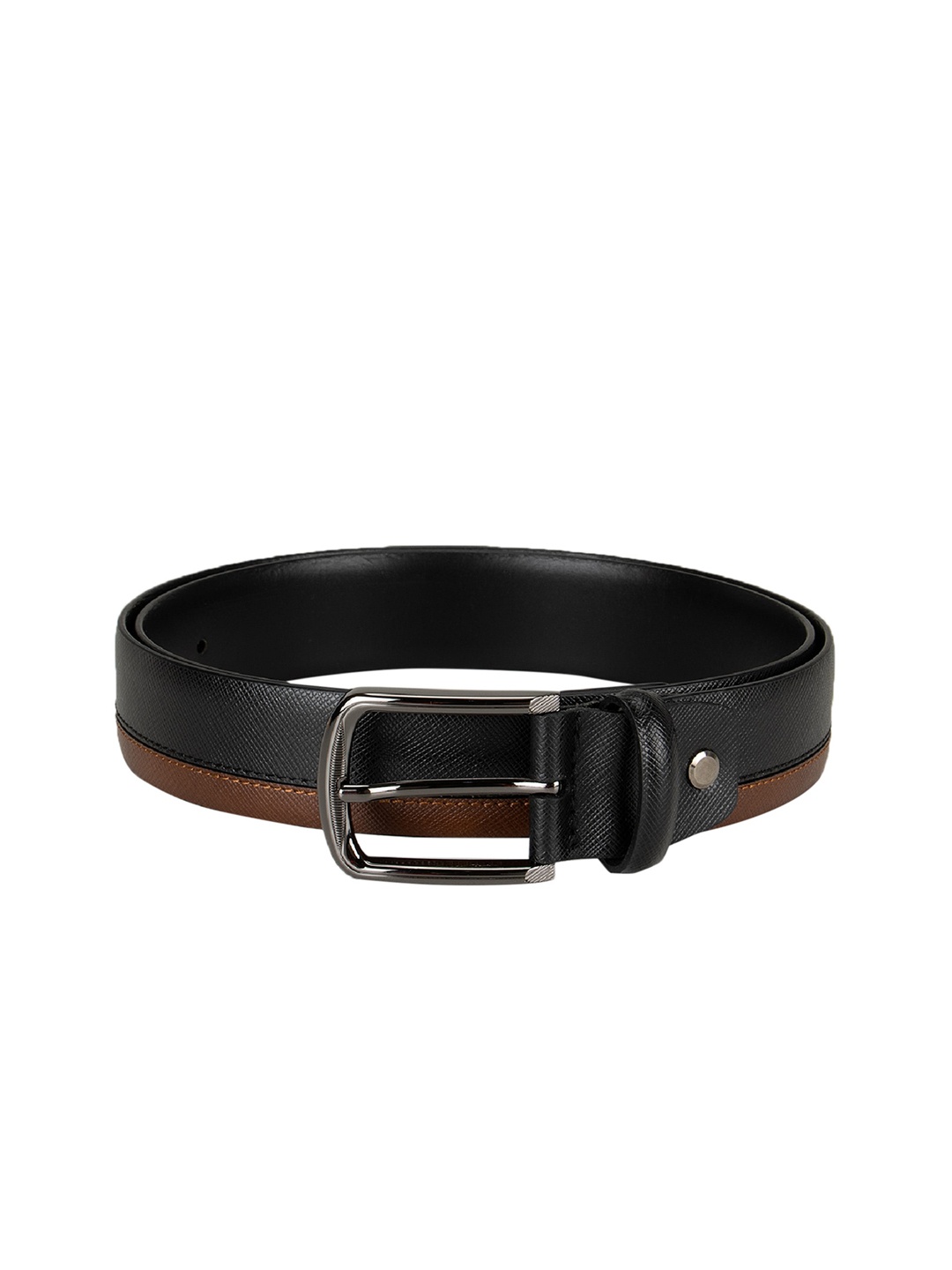 

Da Milano Men Black & Brown Textured Leather Belt