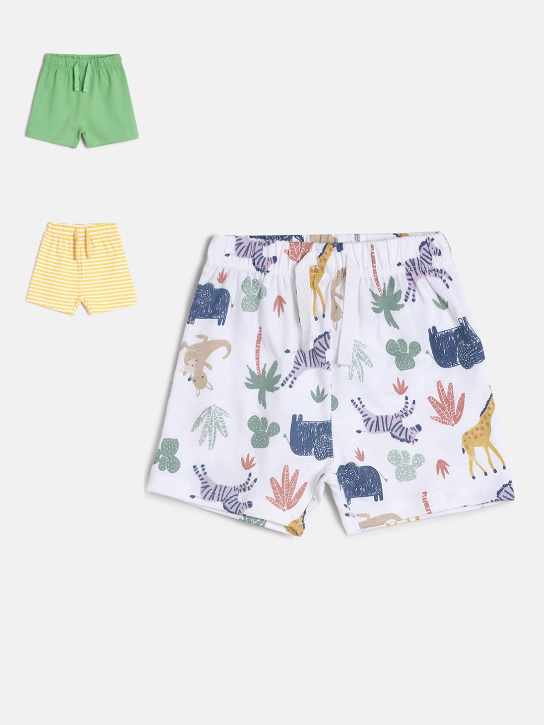 MINI KLUB Boys Pack Of 3 Printed Cotton Regular Shorts, Multi