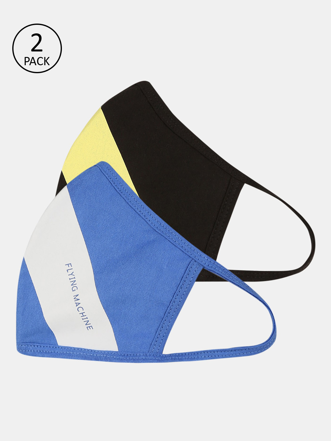 

Flying Machine Unisex Pack Of 2 Multicoloured 3-Ply Protective Outdoor Face Masks, Blue