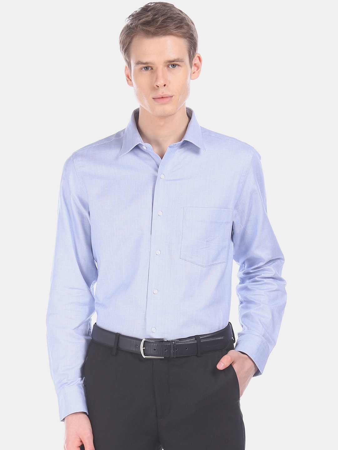 

Arrow Men Blue Regular Fit Striped Cotton Formal Shirt