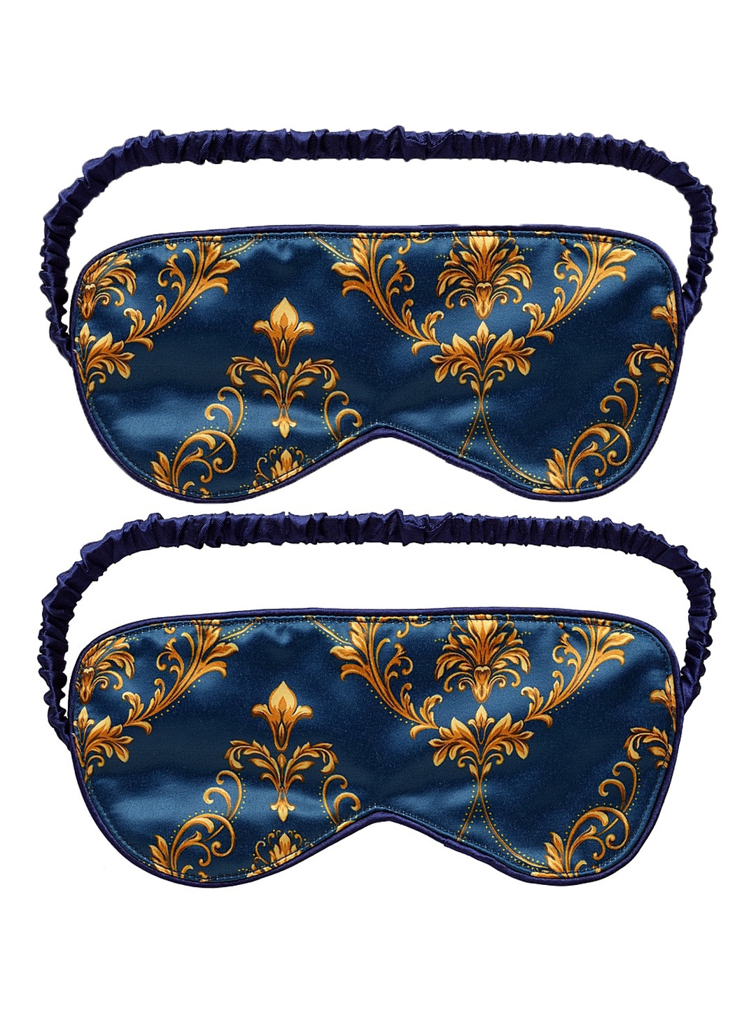 

DECOREALM Unisex Pack Of 2 Blue & Orange Printed Travel Eye Masks