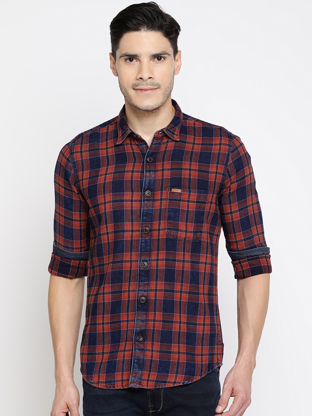 

Pepe Jeans Men Red Regular Fit Checked Casual Shirt