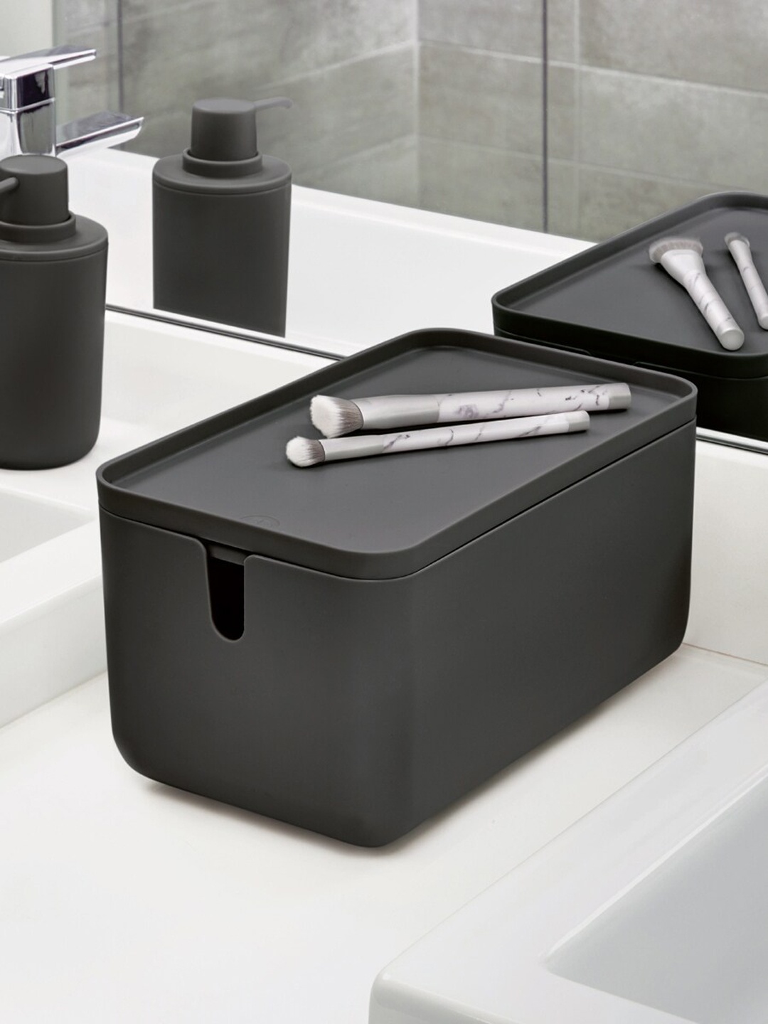 INTERDESIGN Black Solid Cade Lidded Storage Bin