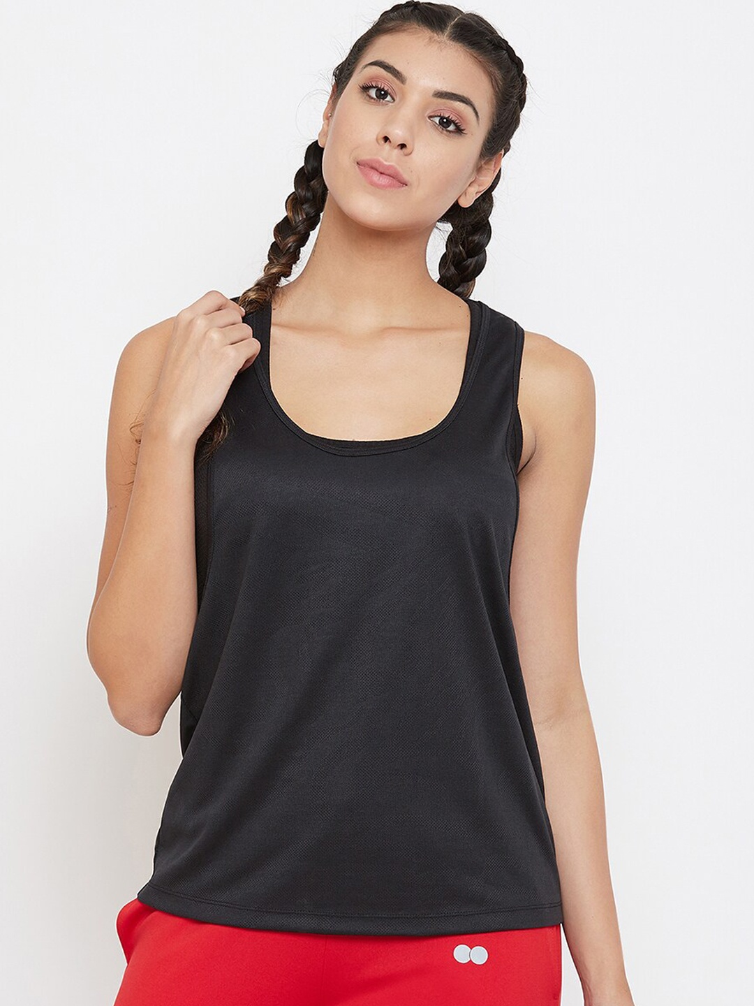 

Clovia Women Black Solid Henley Neck T-shirt