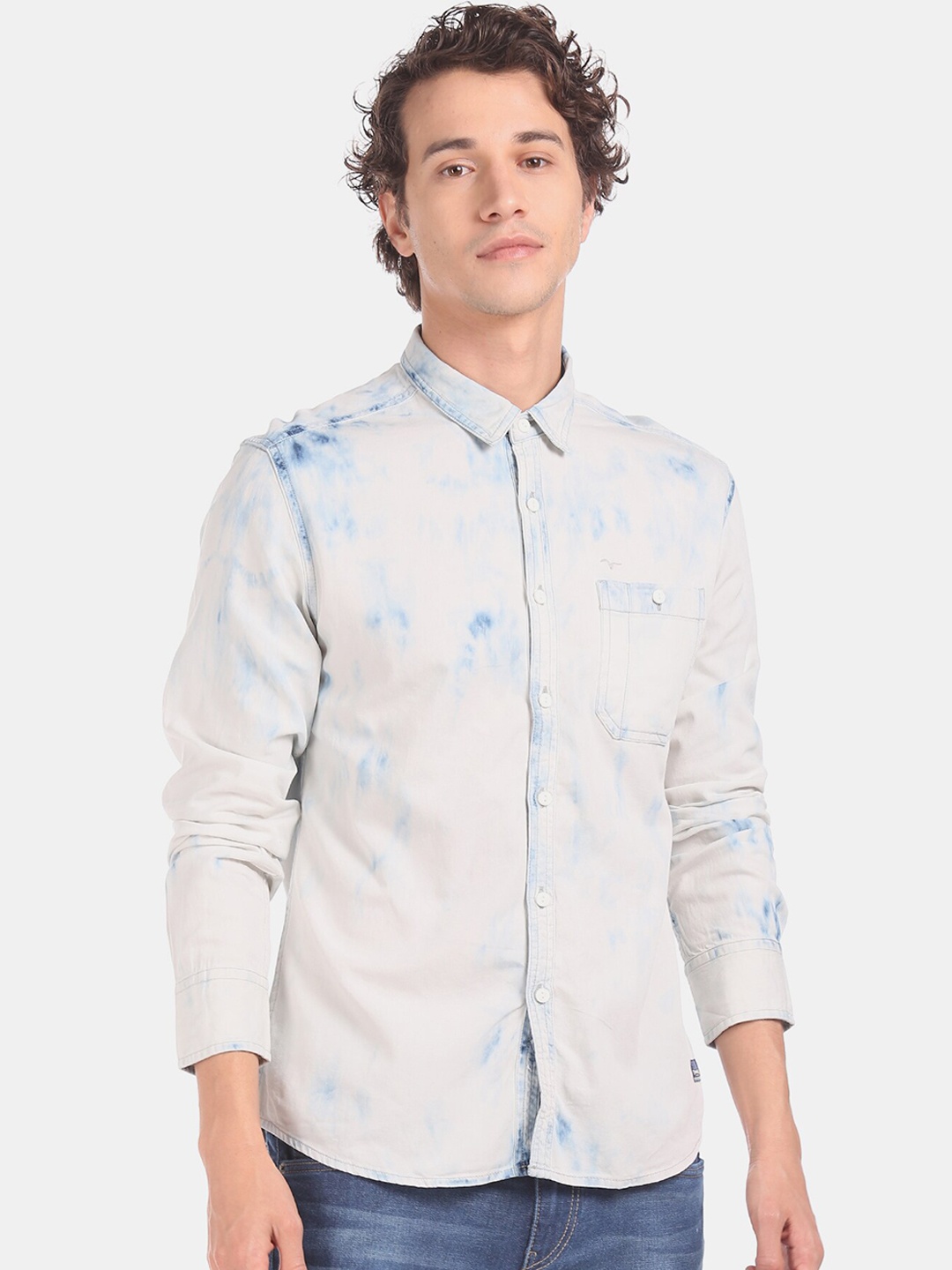 

Flying Machine Men Blue Regular Fit Faded Cotton Casual Shirt