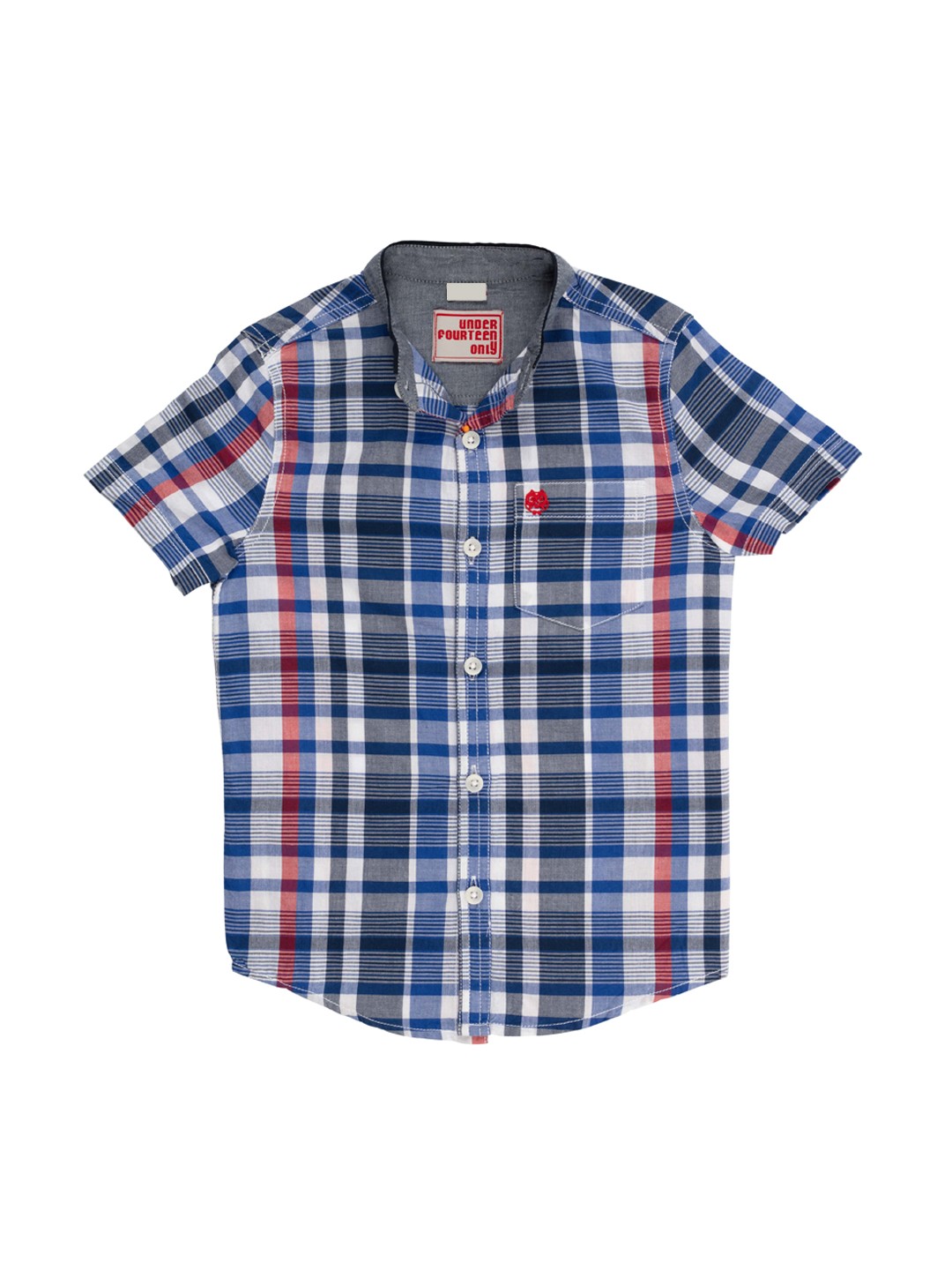 

UNDER FOURTEEN ONLY Boys Blue Regular Fit Checked Casual Shirt