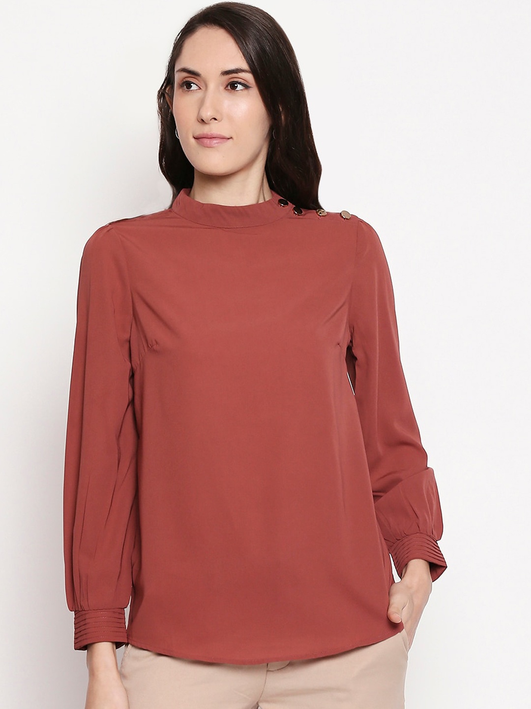 

Annabelle by Pantaloons Women Rust Solid Top
