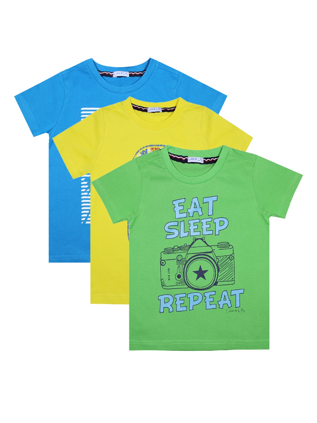 

Luke & Lilly Boys Pack of 3 Printed Round Neck T-shirts, Green