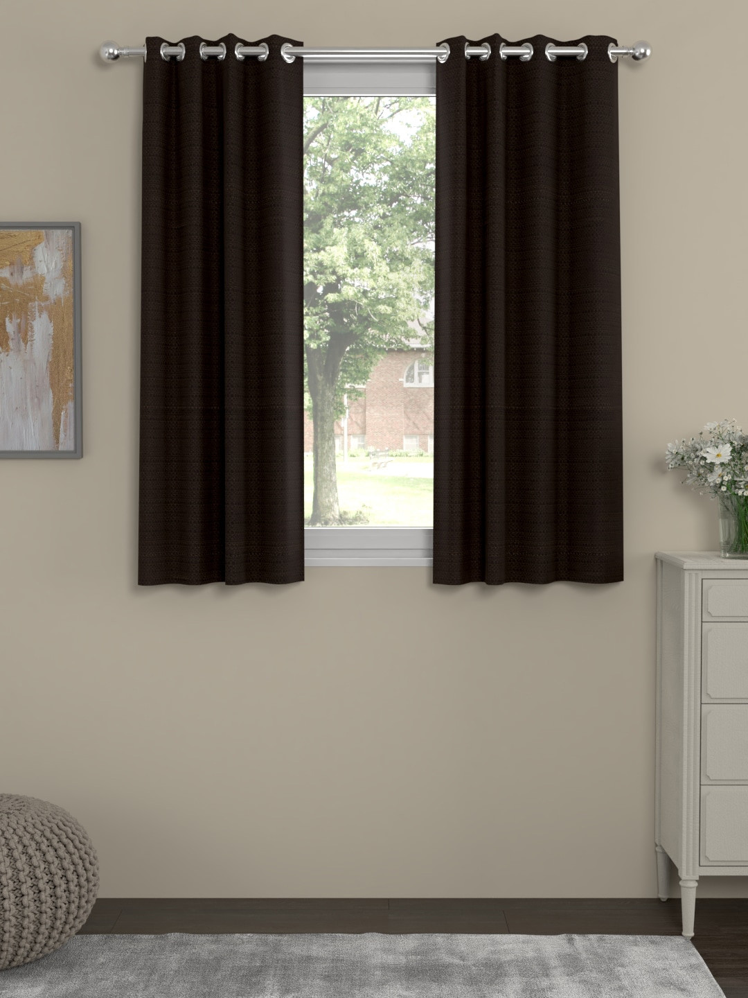 

ROSARA HOME Brown Set of 2 Window Curtains