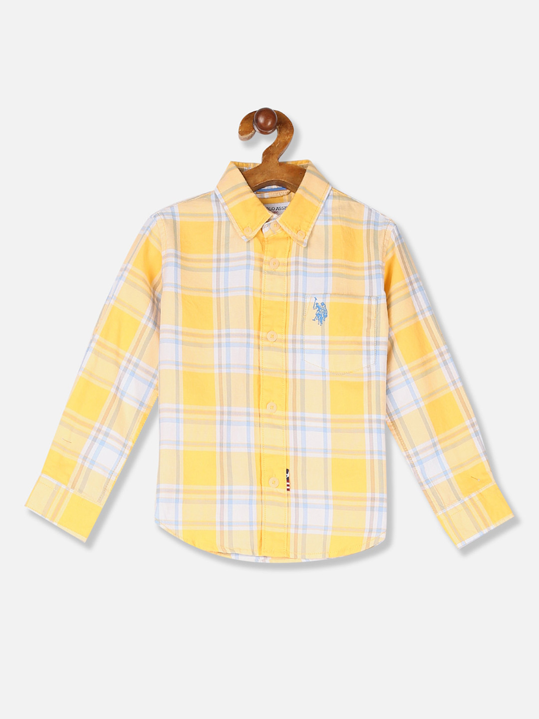 

U.S. Polo Assn. Kids Boys Yellow & Off-White Regular Fit Checked Casual Shirt