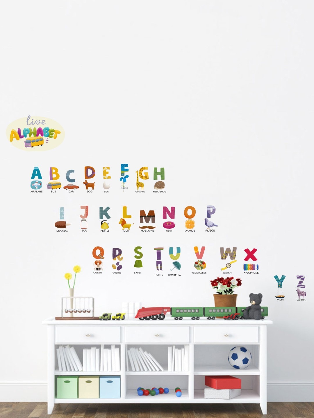 

rawpockets Yellow & Red Live Alphabets For Kids Wall Stickers