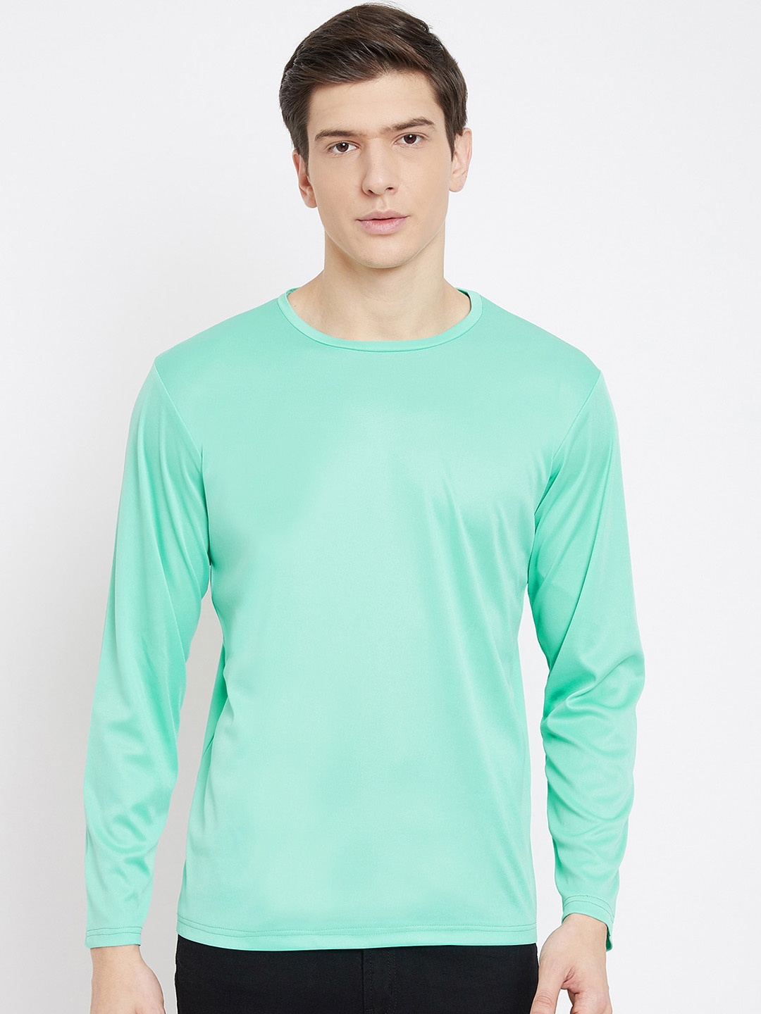 

armure Men Green Solid Round Neck T-shirt