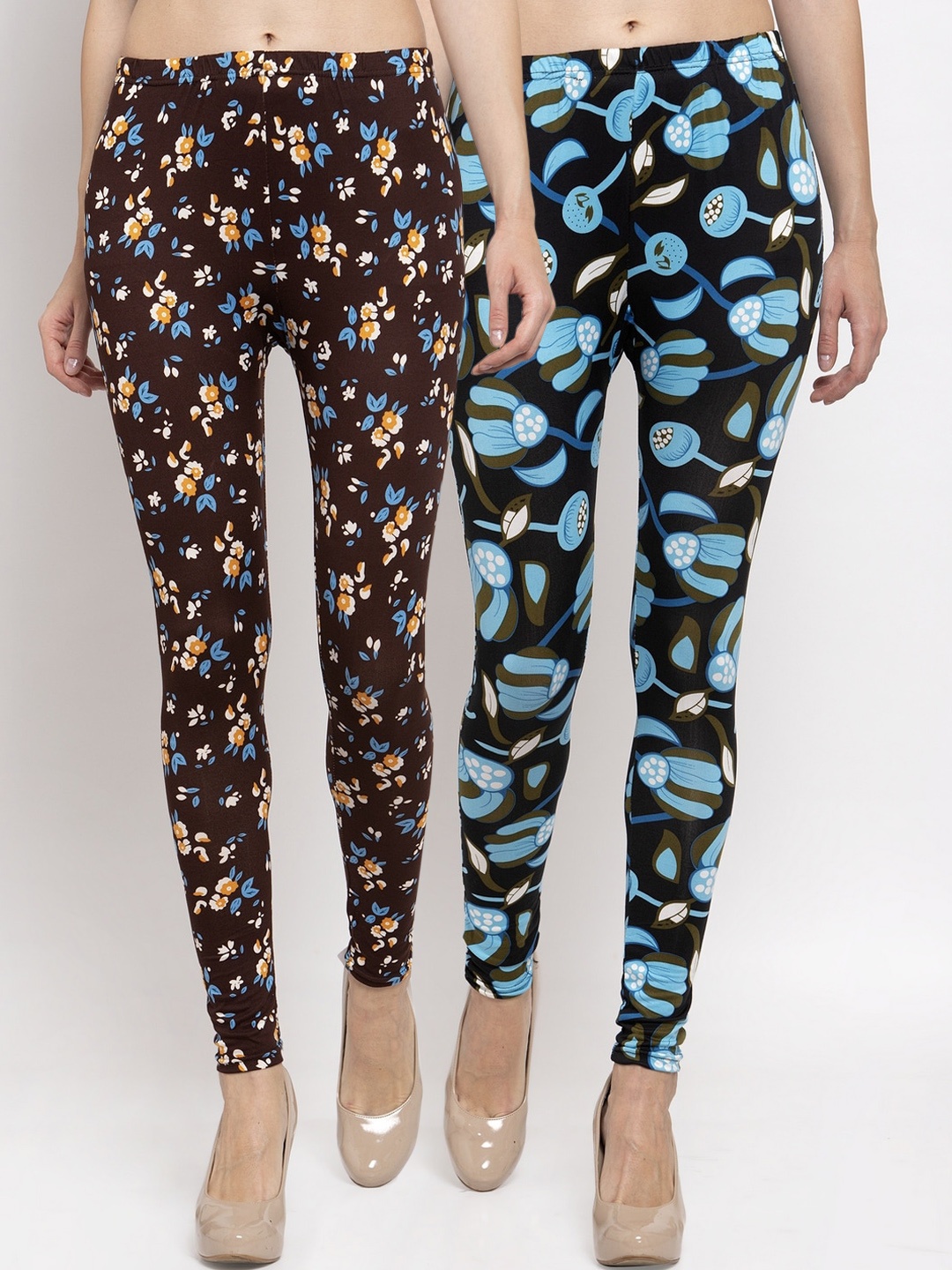 

KLOTTHE Women Pack Of 2 Printed Ankle-Length Leggings, Black
