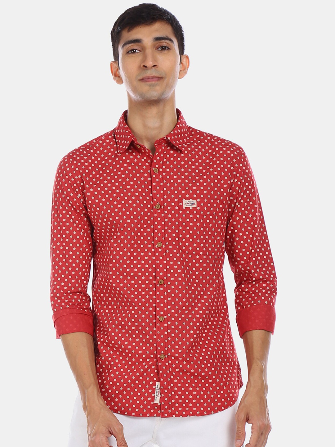 

U.S. Polo Assn. Denim Co. Men Red Regular Fit Printed Casual Shirt