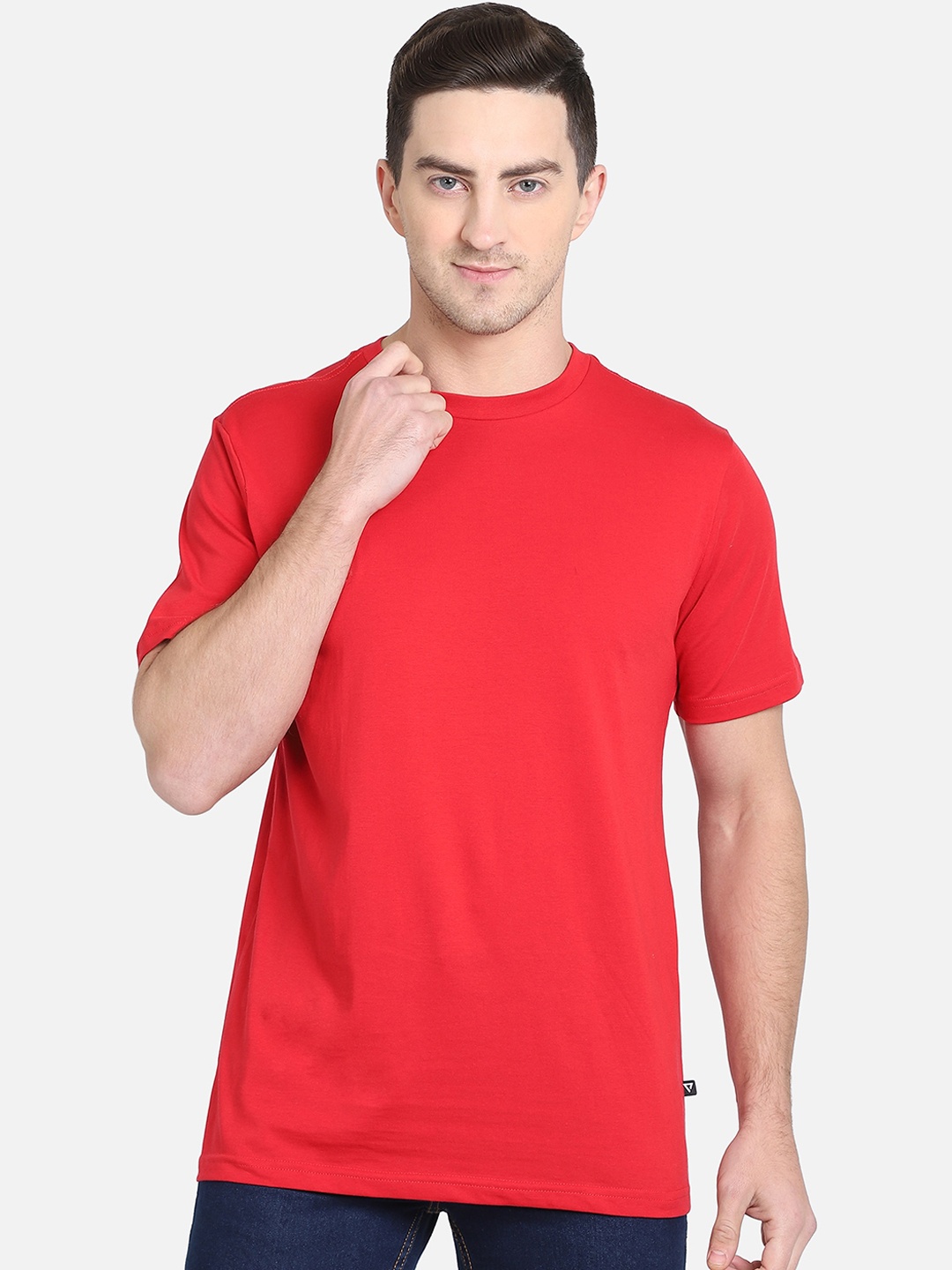 

PROTEENS Men Red Solid Round Neck T-shirt