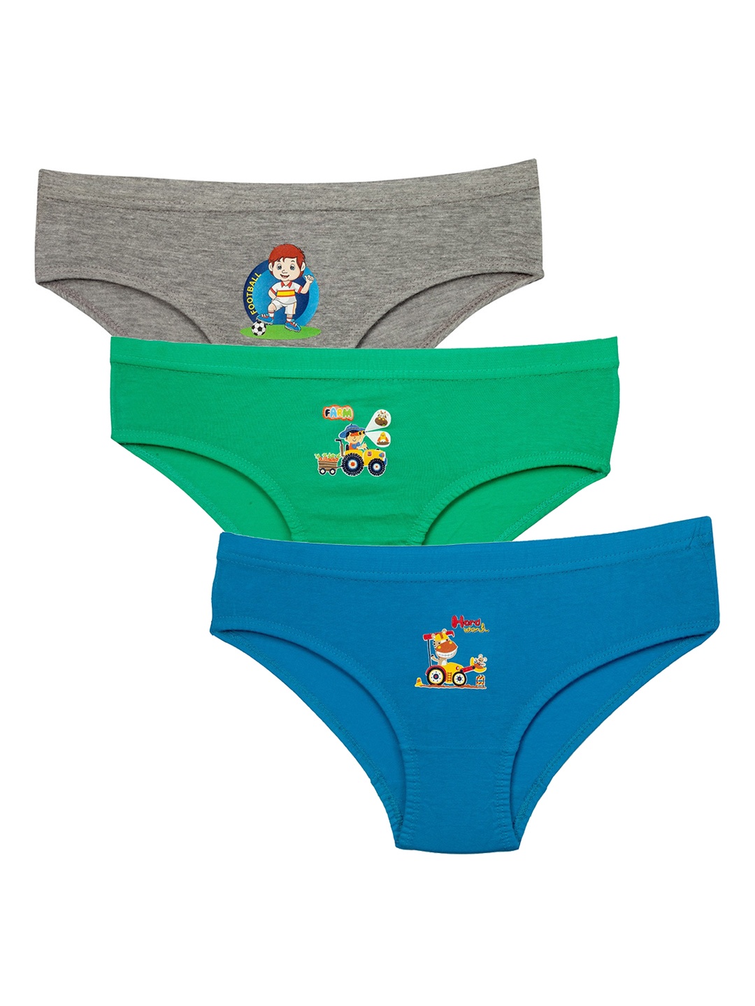

Zoom Minimondo Kids Pack Of 3 Multicoloured Basic Briefs CHUNMUN-DC-(2)-22, Grey