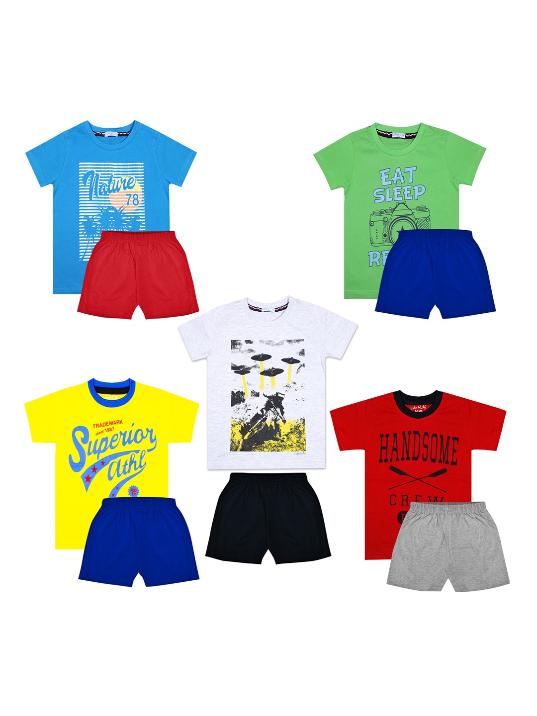 

Luke & Lilly Boys Pack of 5 Printed T-shirt with Shorts, White