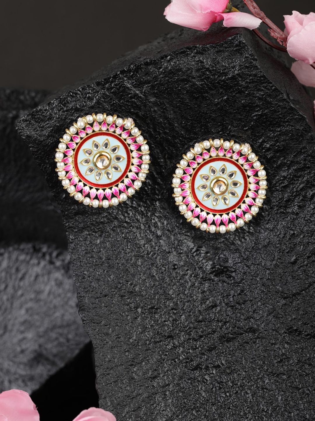 

Priyaasi Pink Kundan Circular Studs