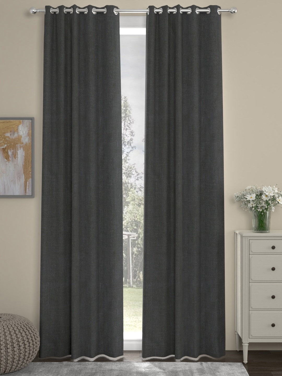 

ROSARA HOME Grey Single Door Curtain