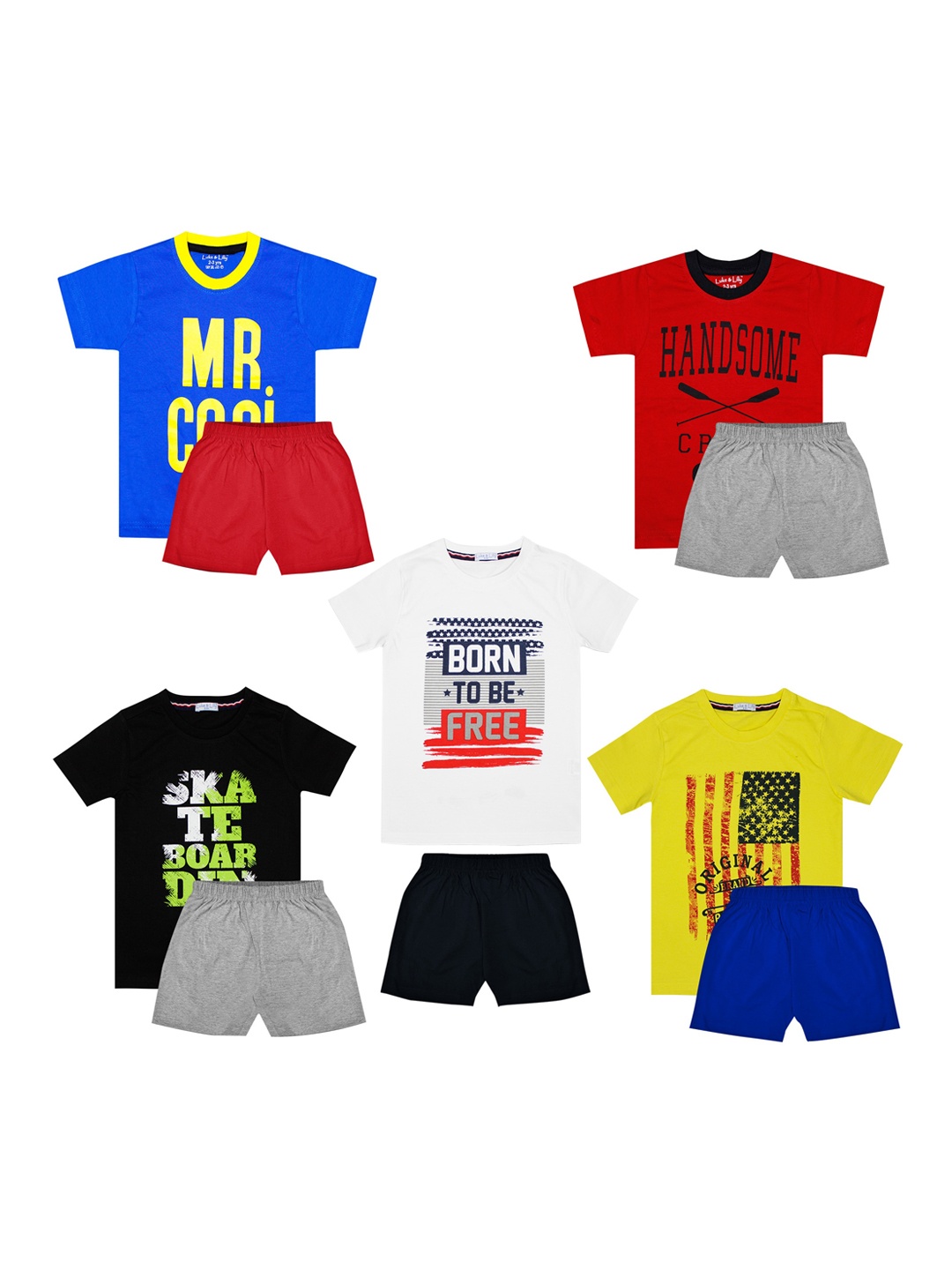 

Luke & Lilly Boys Pack of 5 Printed T-shirt with Shorts, Red