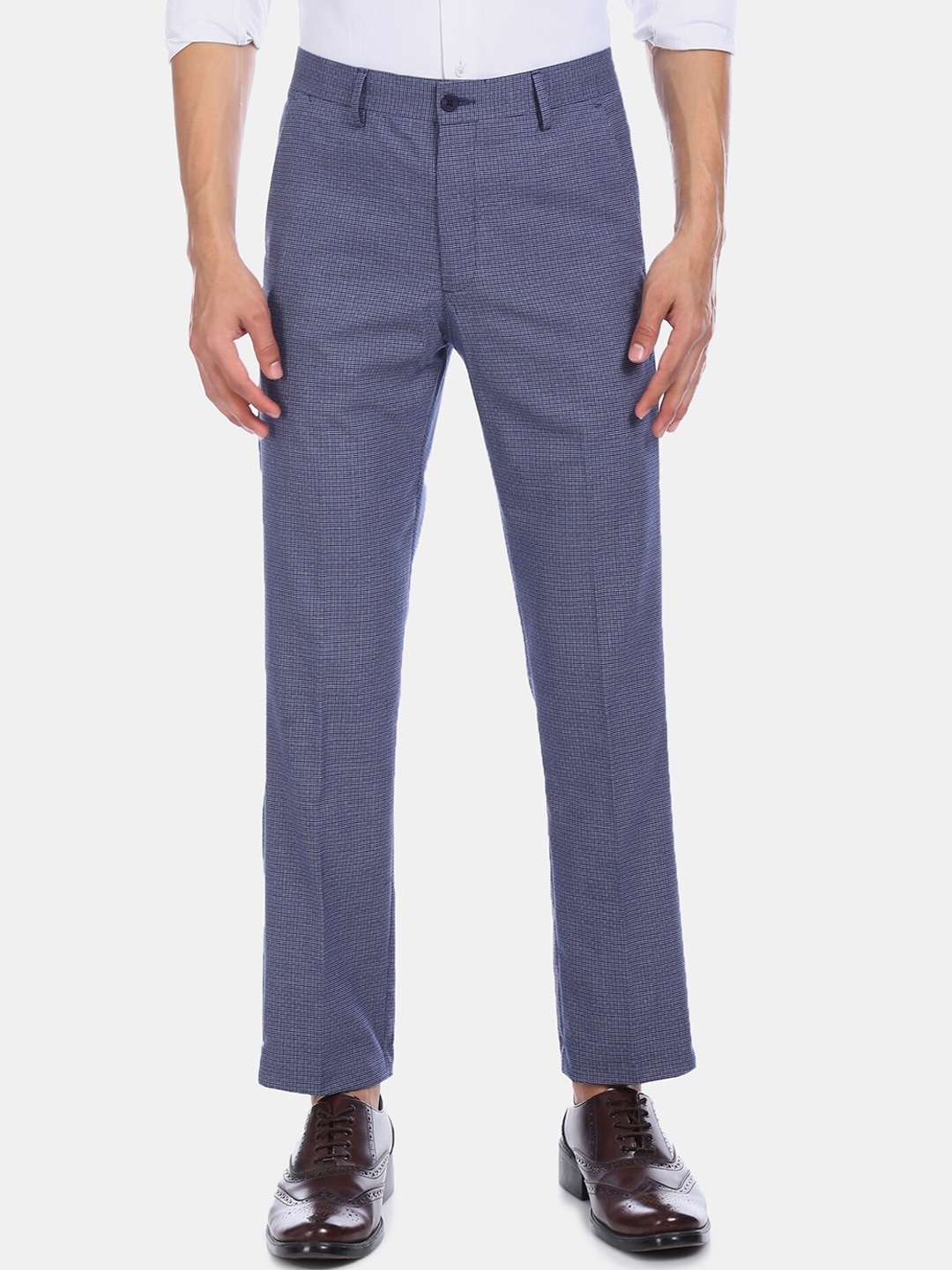 

Excalibur Men Blue Regular Fit Self Design Regular Trousers