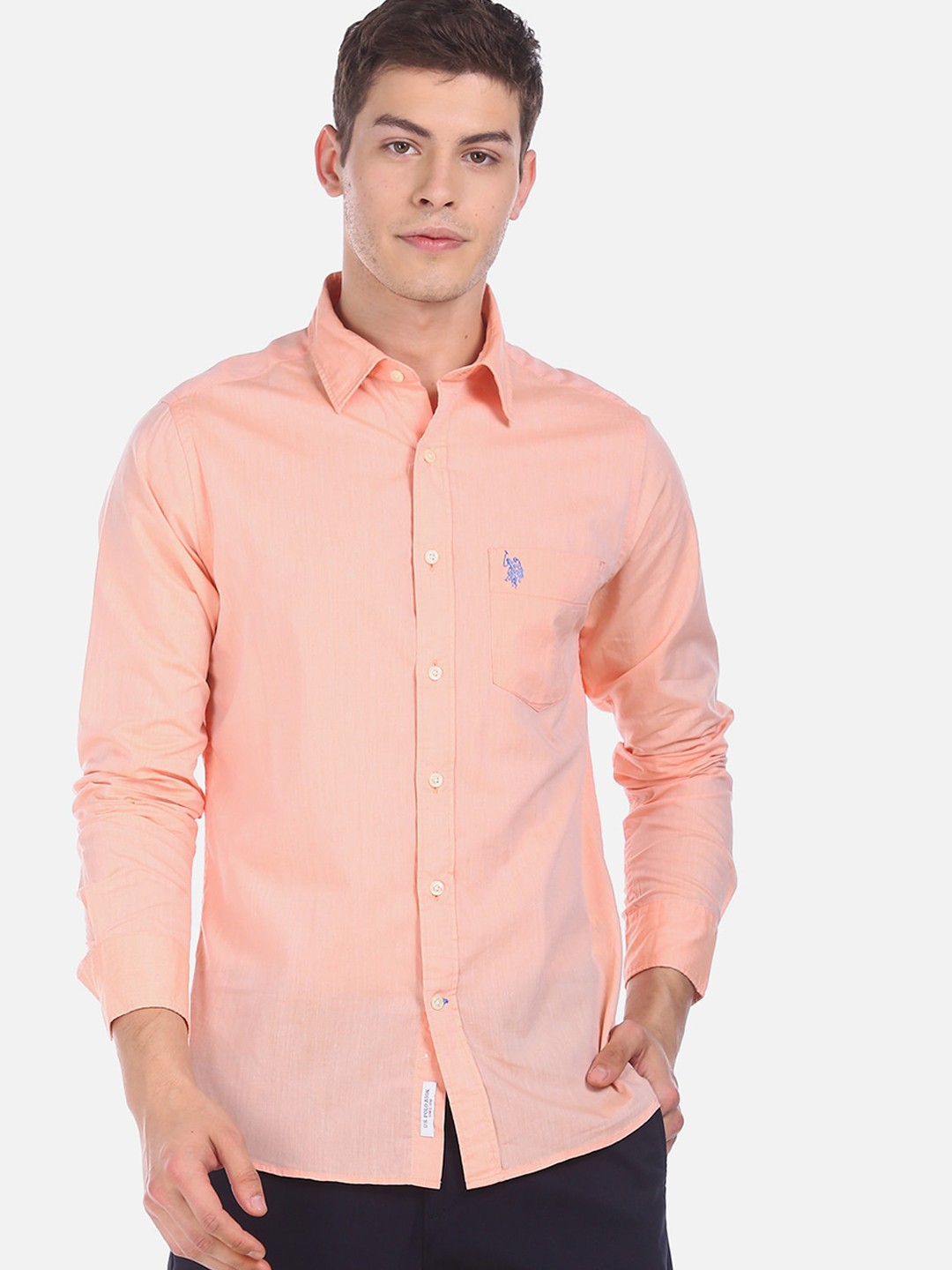 

U.S. Polo Assn. Men Peach Regular Fit Solid Casual Shirt