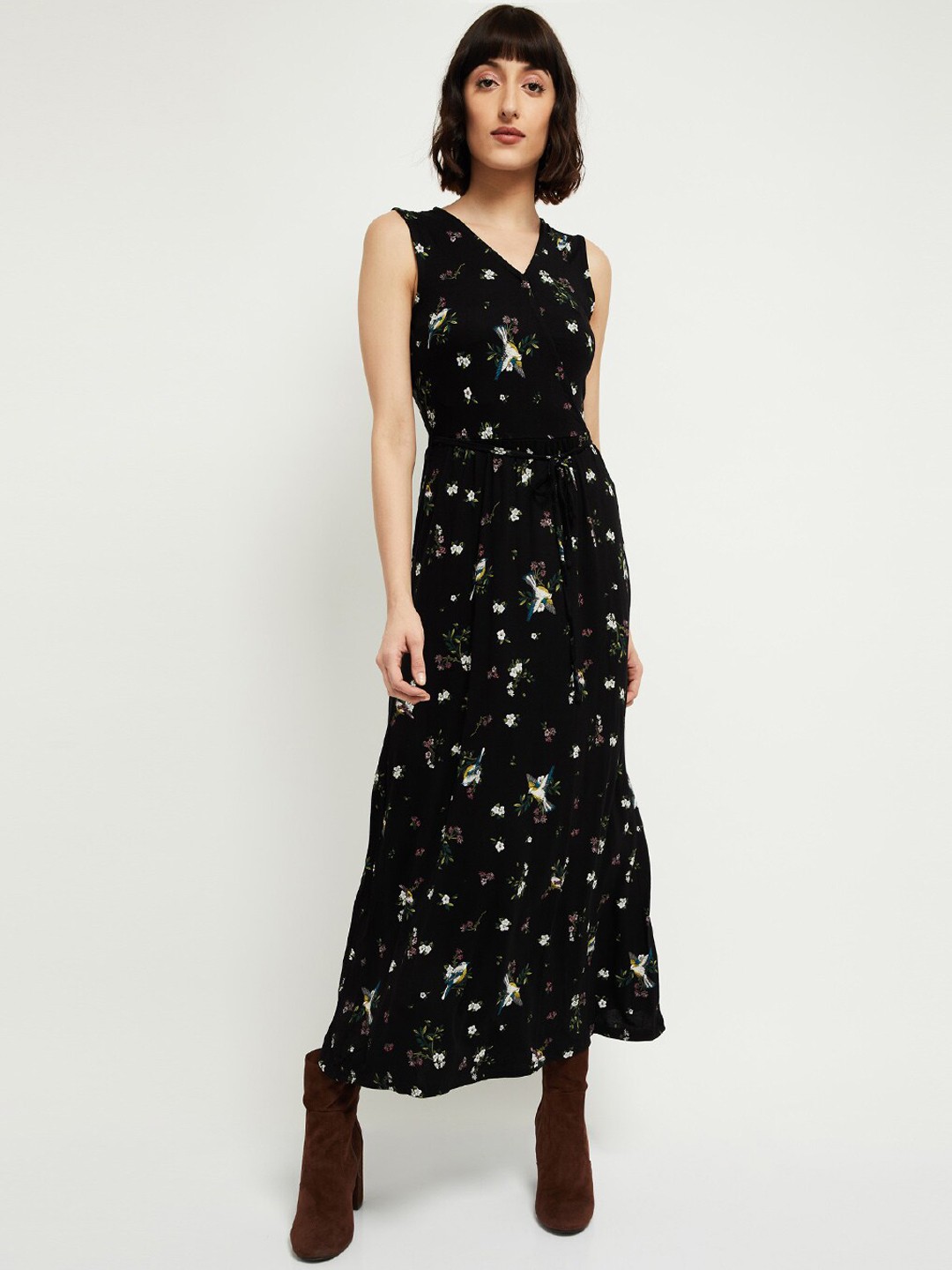 

max Women Black Printed Maxi Dress