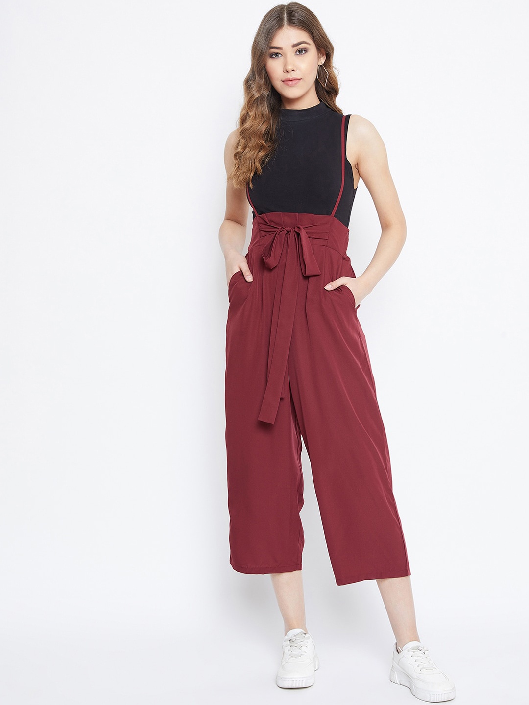 

Berrylush Women Maroon Solid Culotte Jumpsuit