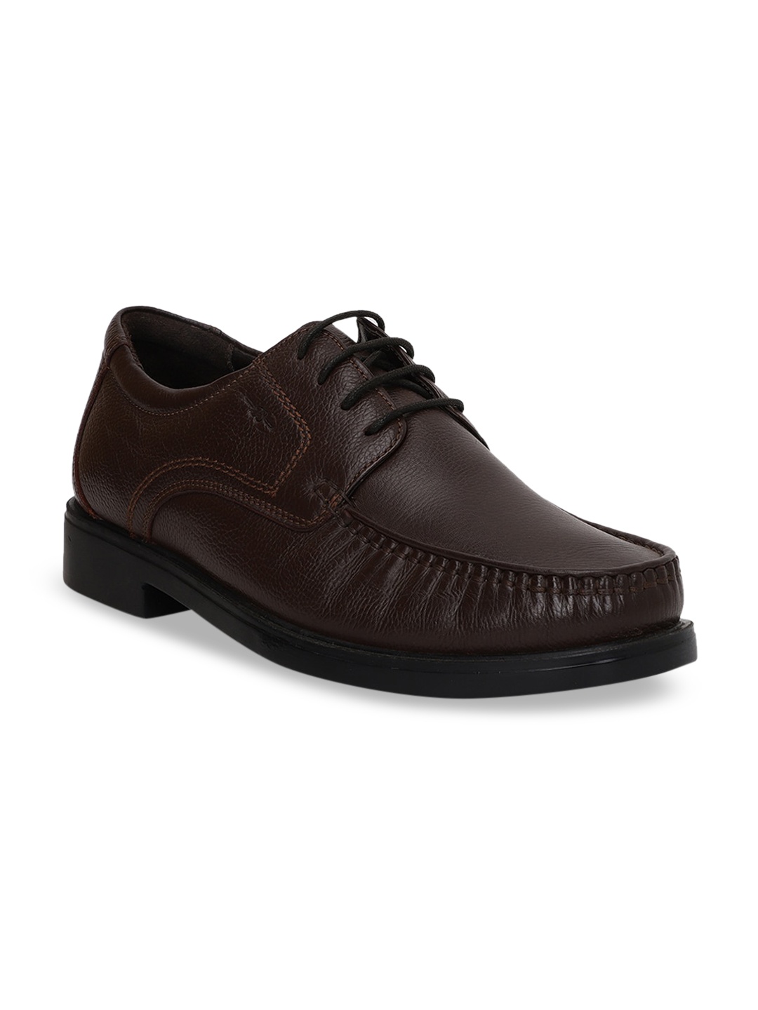 

Bata Men Brown Solid Leather Formal Derbys