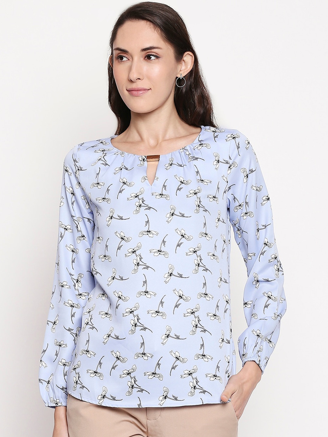 Annabelle by Pantaloons Women Blue Floral Printed Top