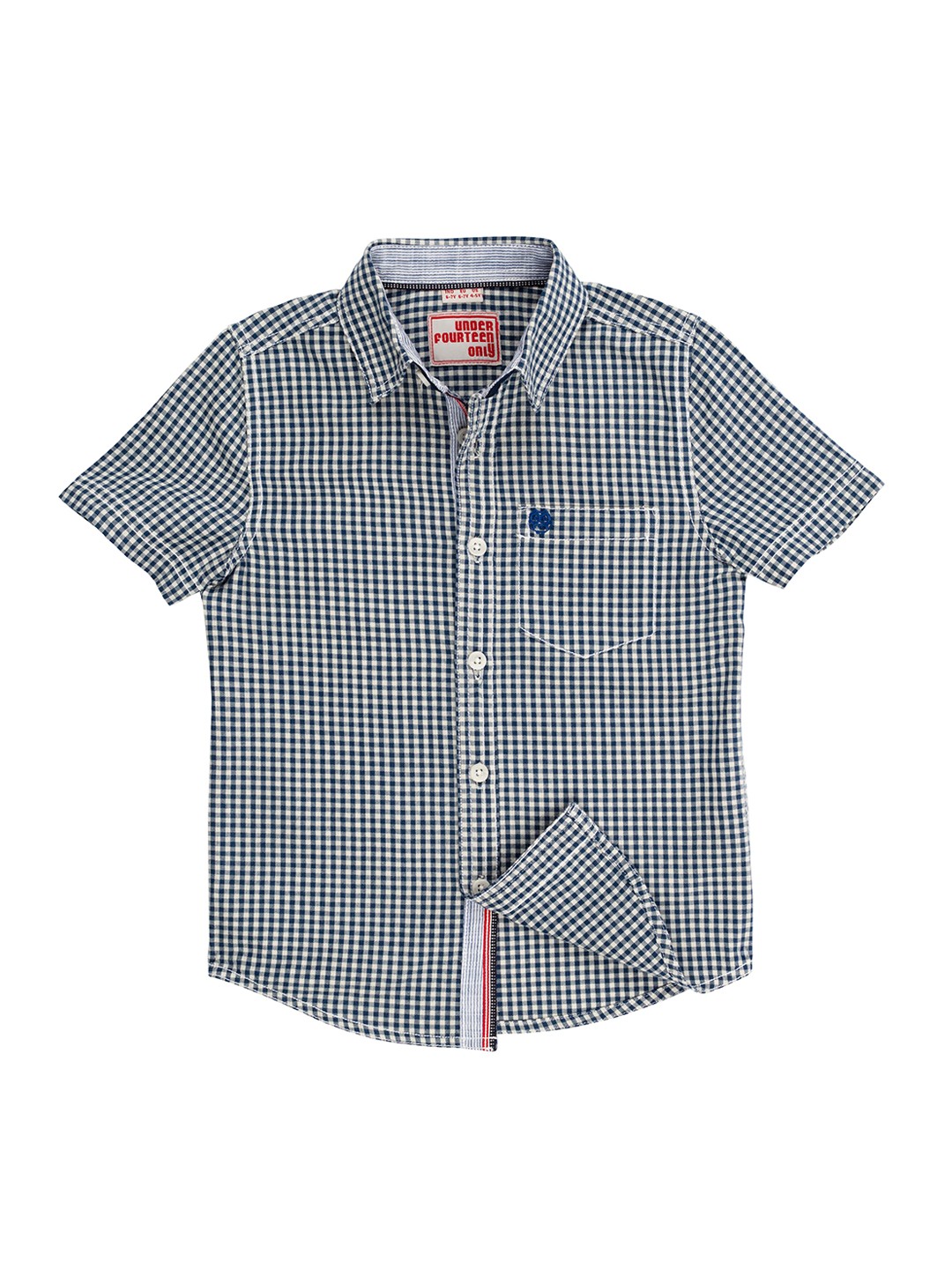 

UNDER FOURTEEN ONLY Boys Blue & White Regular Fit Checked Casual Shirt