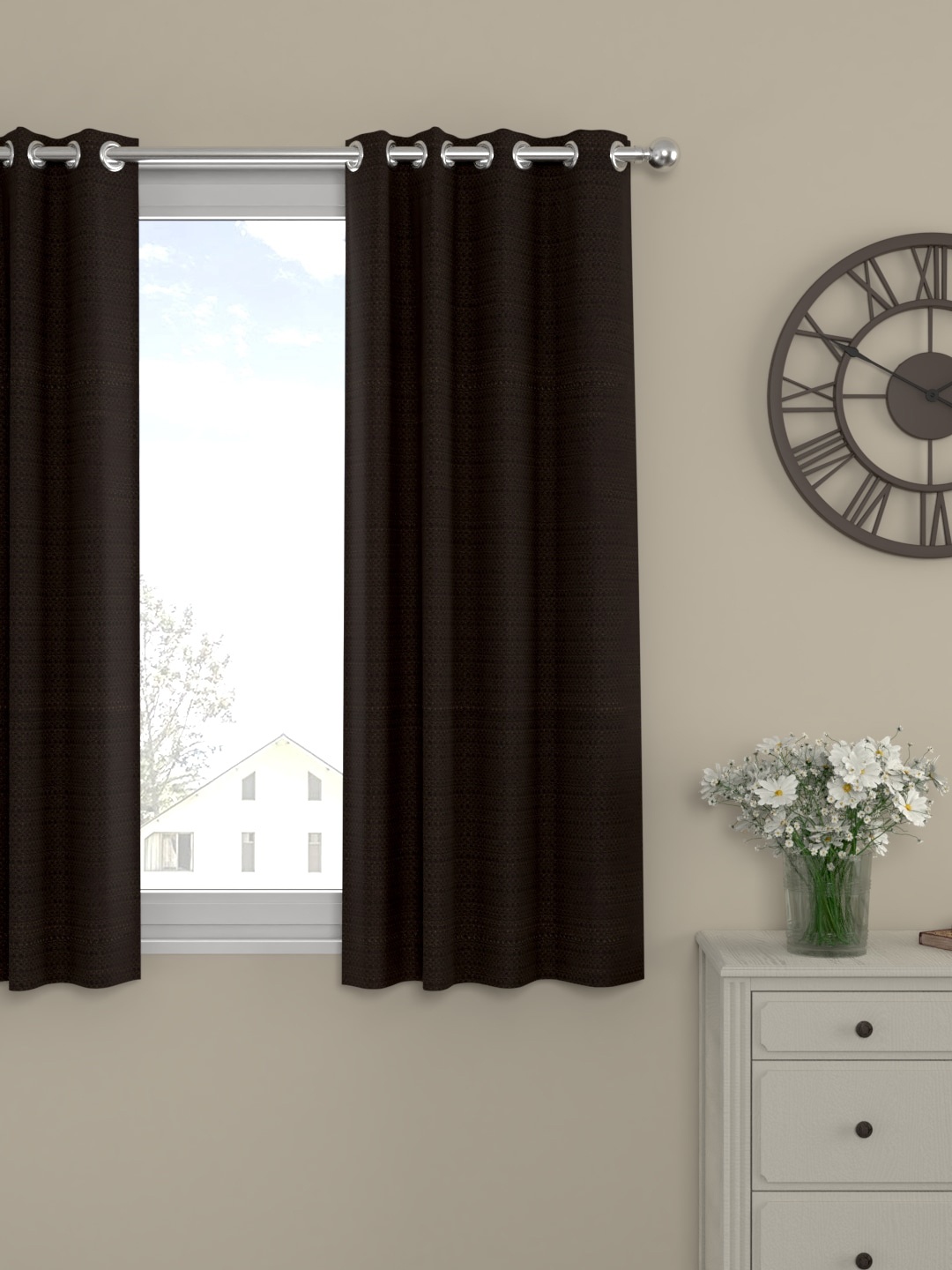 

ROSARA HOME Brown Single Solid Window Curtain