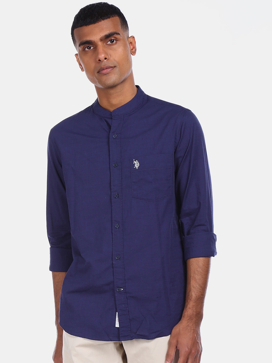 

U.S. Polo Assn. Men Navy Blue Regular Fit Solid Casual Shirt
