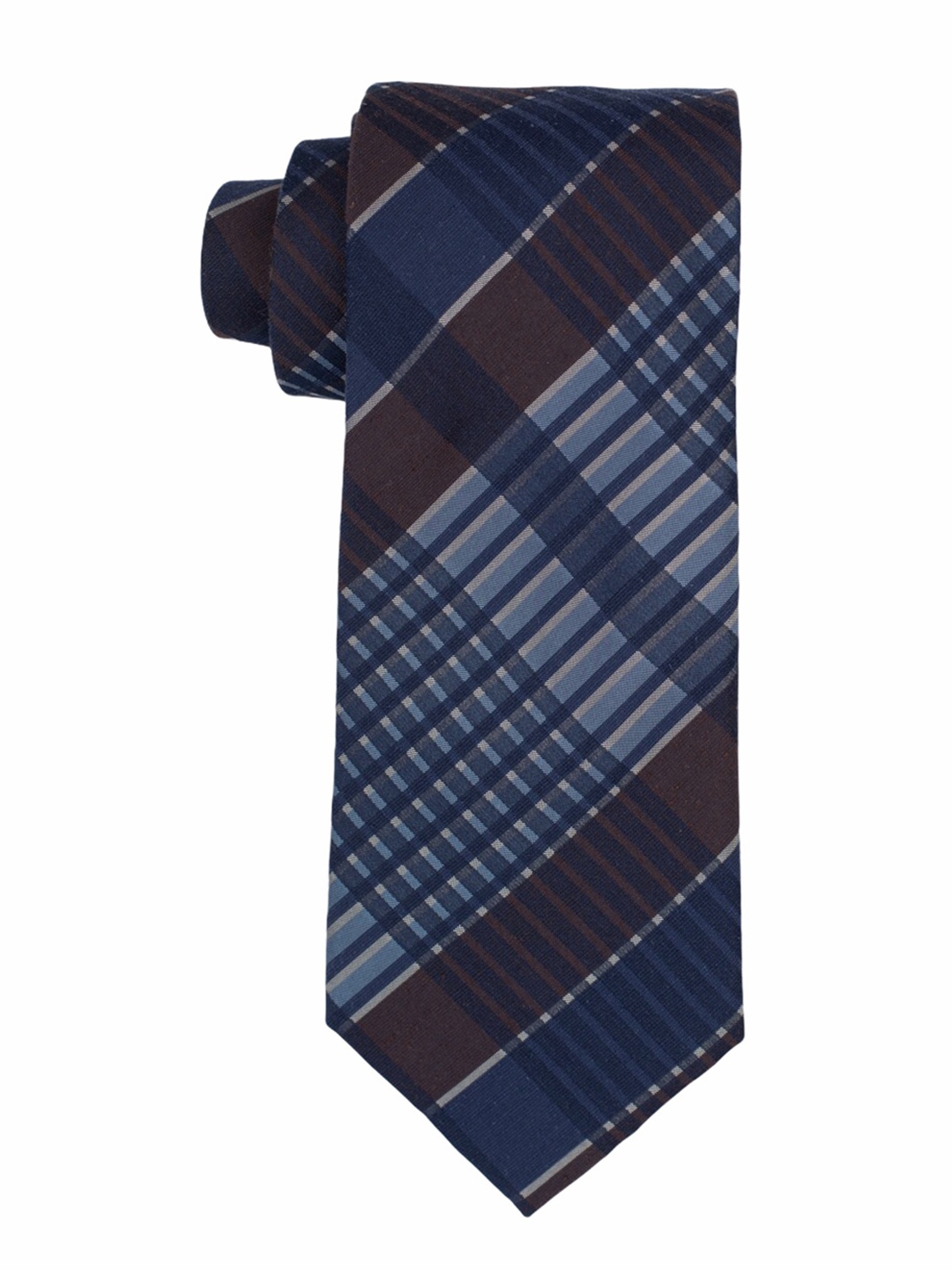 

The Tie Hub Blue & Brown Checked Broad Tie