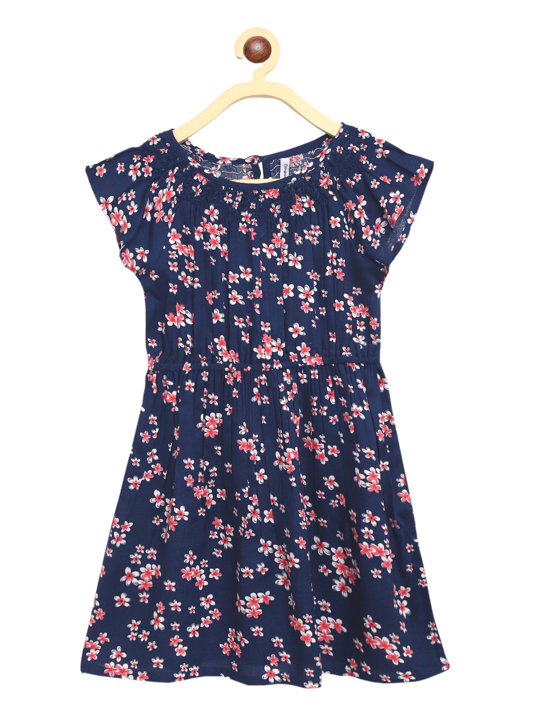 

Campana Girls Navy Blue Printed Fit and Flare Dress