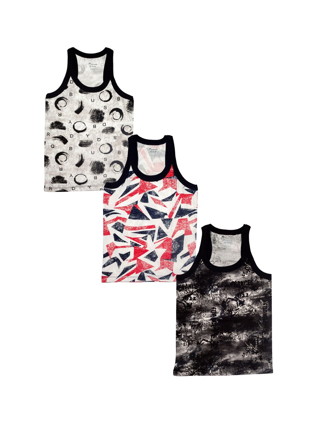 

Zoom Minimondo Boys Pack of 3 Multicoloured Printed Innerwear Vests, Grey