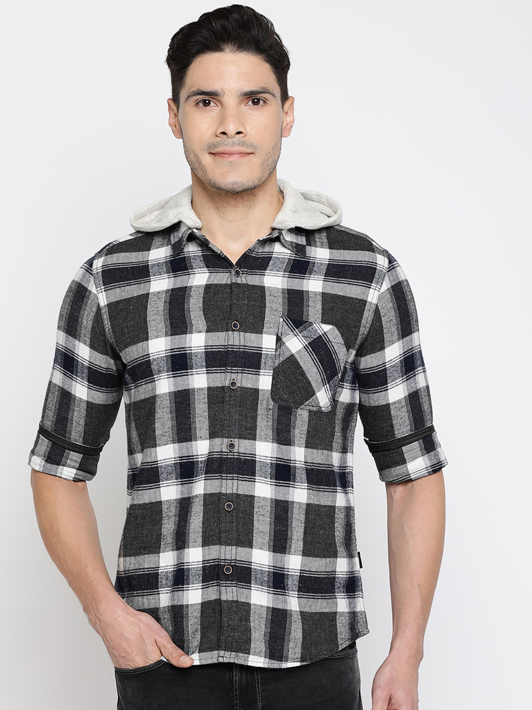 

Pepe Jeans Men Black Regular Fit Checked Casual Shirt
