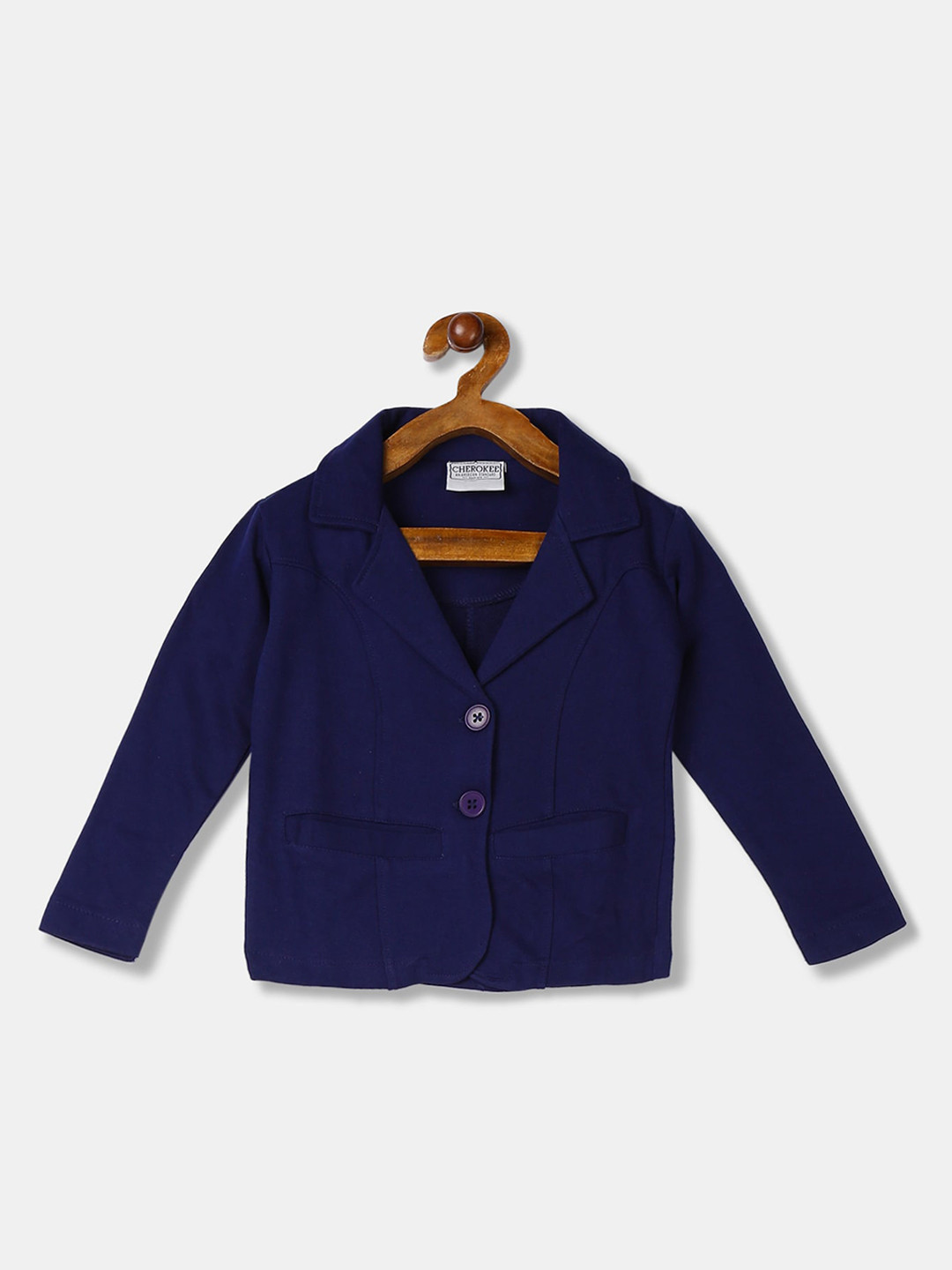 

Cherokee Girls Navy Blue Solid Tailored Jacket