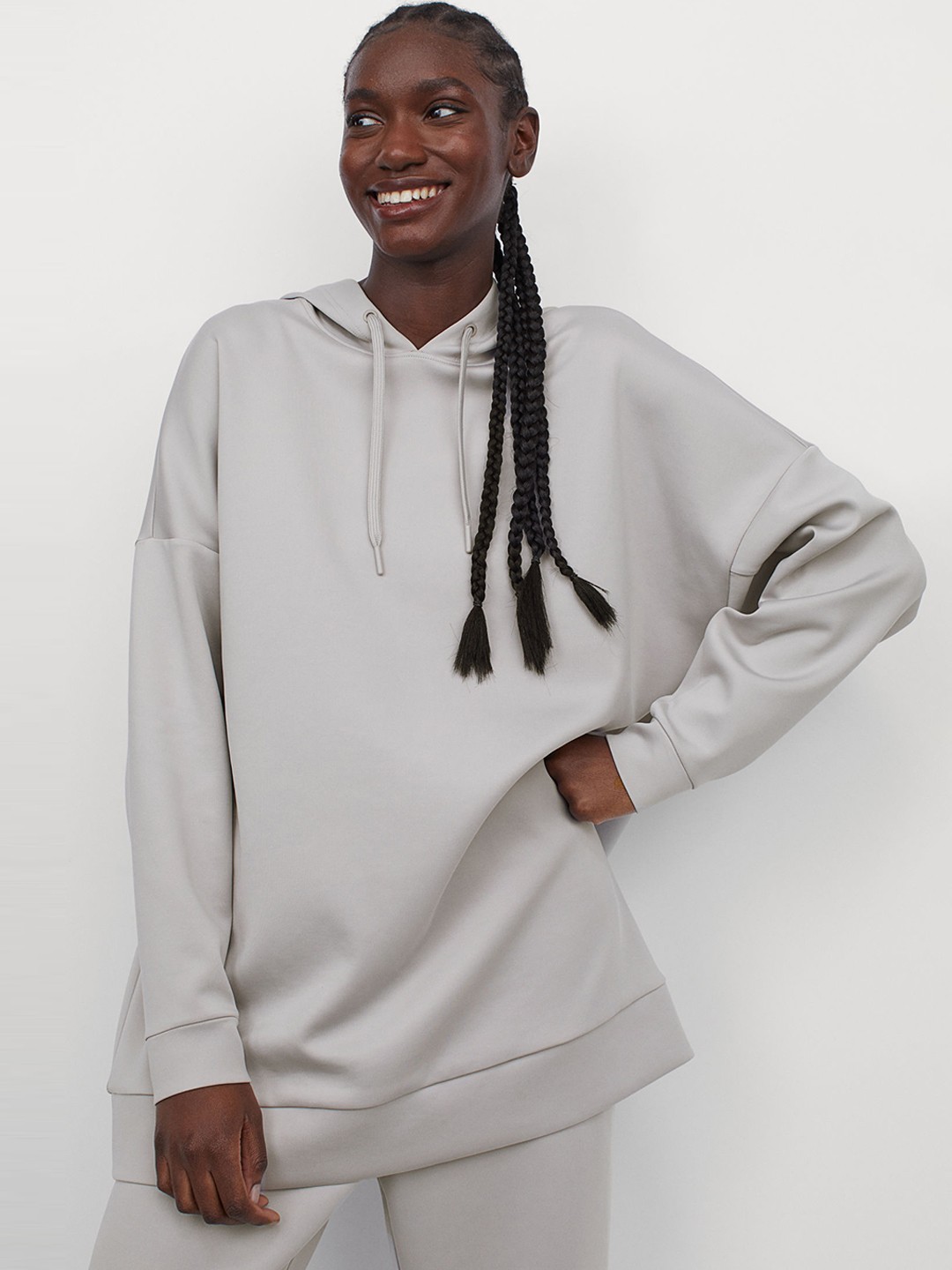 

H&M Women Grey Solid Scuba Hoodie