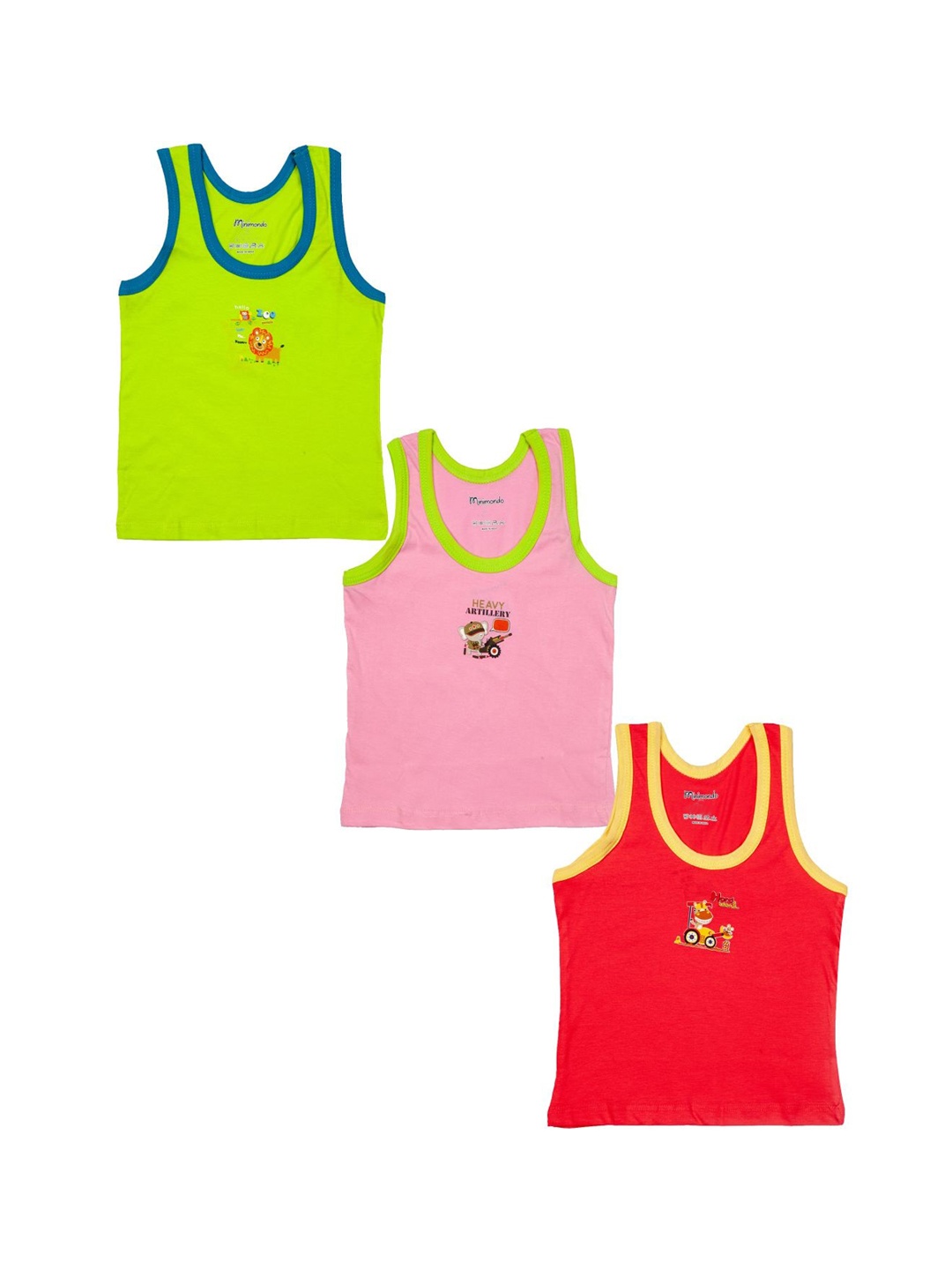 

Zoom Minimondo Infant Boys Pack Of 3 Multicoloured Printed Innerwear Vests INF.205(1), Red