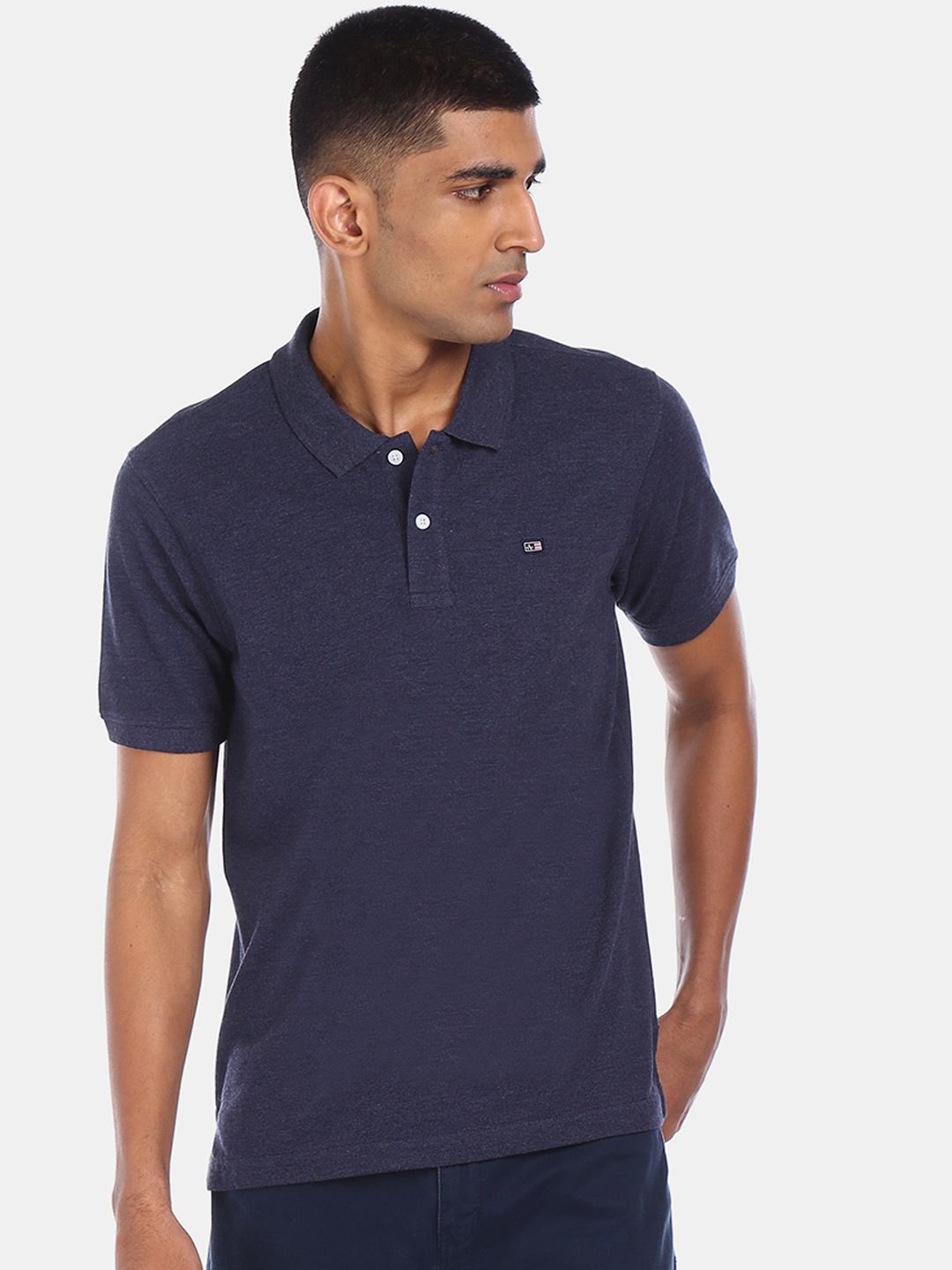 

Arrow Sport Men Navy Blue Solid Polo Collar T-shirt