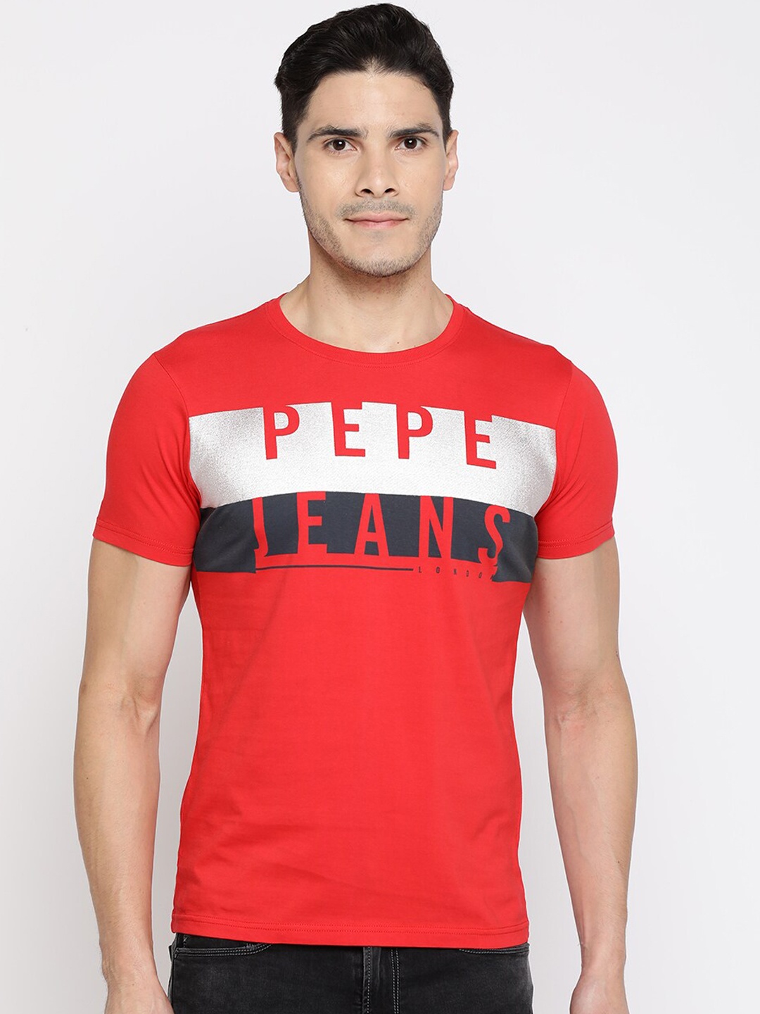 

Pepe Jeans Red Brand Logo Printed T-shirt