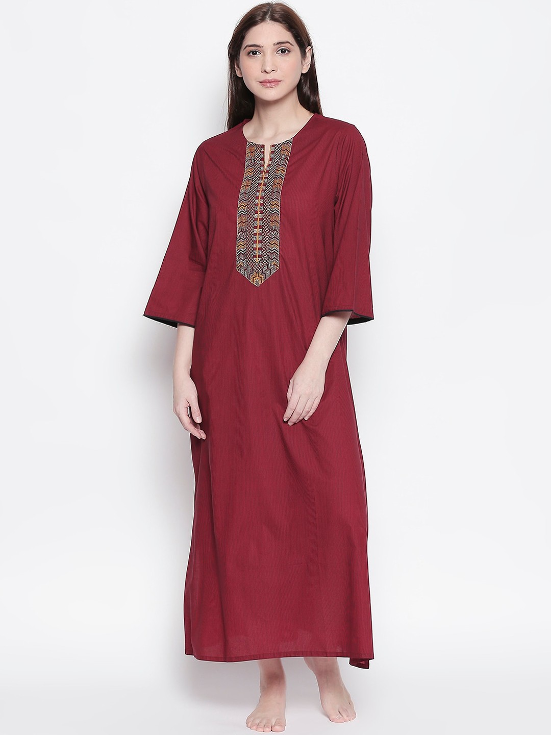 

RANGMANCH BY PANTALOONS Red Solid Nightdress