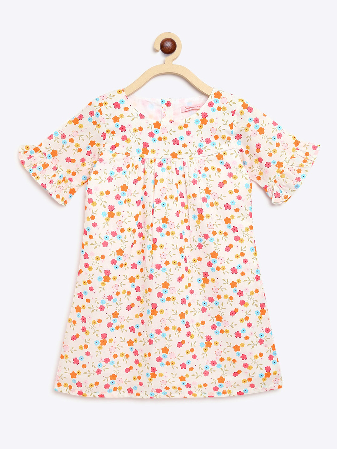 

Campana Girls White Floral Printed A-Line Dress