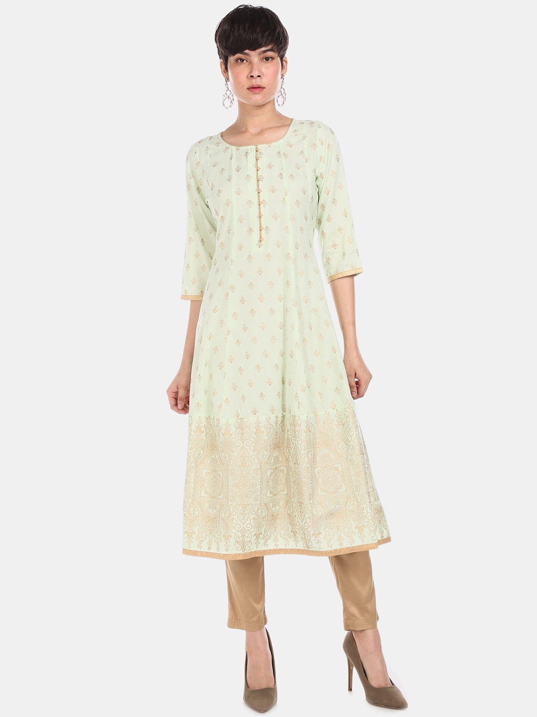 

Anahi Women Green Printed Anarkali Kurta